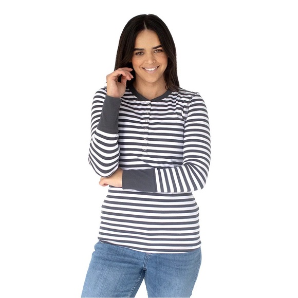 Organic Cotton Nursing & Maternity Henley Long Sleeve Shirt - Picture 3 of 3